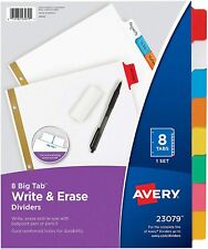 Avery 8-tab Binder Dividers1 Set Write Erase Multicolor Big Tabs 3-hole Punch