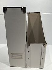 Lot Of 2 Ikea Cardboard White With Silver Metal Magazine Storage File Holder