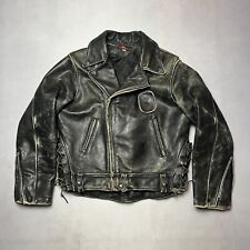 Vintage 70s Glenn Marciel California Leather Police Motorcycle Jacket Distressed