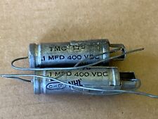 2 Nos Vintage Cornell-dubilier .1 Uf 400v Pio 1950s Oil Amp Capacitors Tested