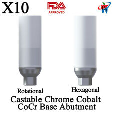 10pcs Dsl Straight Plastic Abutments Castable Cobalt Chrome Base Dental Lab Cocr