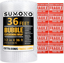 Bubble Wrap Roll Sumono 12x36 Perforated Every 12 10 Fragile Sticker Label