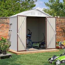 4x6ft Outdoor Metal Garden Storage Shed For Backyard Tools Lockable Door