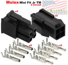 5 Set Molex 4 Pin Black Connector 13a 4.20mm W18-24 Awg Pin Mini-fit Jr