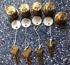 Lot Of 4 Unit System Mortise Cylinders With Keys Solid Brass