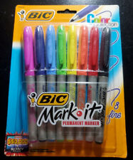 Bic Mark It - 8 Permanent Fine Point Markers Assorted Colors Fast Ship