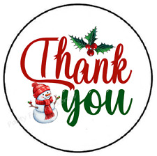 Thank You Snowman Holly Christmas Envelope Seals Labels Stickers Party Favor