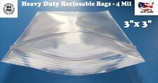 3x 3 Clear 4 Mil Plastic Zip Seal Bag Reclosable Lock Top 4mil Small Baggie