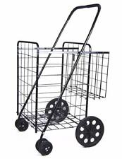 Jumbo Shopping Cart W Double Basket And Swivel Wheels With Matching Black Liner