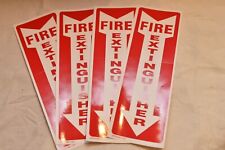  4 Self-adhesive Vinyl 4x12 Fire Extinguisher Arrow Signs..new