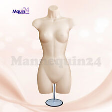 Female Torso Mannequin Dress Form - Flesh W Metal Stand Hanging Hook