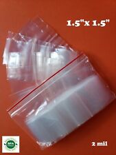 Clear Reclosable Mini Zip Seal Plastic Bags 2mil Small 1.5x1.5 Top Lock Baggie
