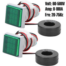 2x Ac 60-500v 0-100a Digital Led Voltmeter Ammeter Volt Amp Frequency Meter 22mm