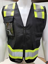 Two Tone High Visibility Reflective Black Safety Vest X-small-5xl