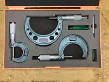 Mitutoyo 103-922 Outside Micrometer Set With Standards 0-3 Range 0.0001 Grad