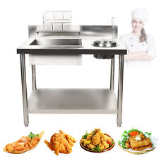 Kitchen Breading Table Fry Chicken Food Prepare Station Stainless Steel Worktop
