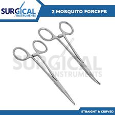 2pc Set 5 Straight Curved Hemostat Forceps Locking Clamps Stainless Steel