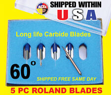 5 Pc - 60 Degree Roland Blades - Sp-300 Sp-540 Vs-300 Vs-540 Vs-640 Gx-24