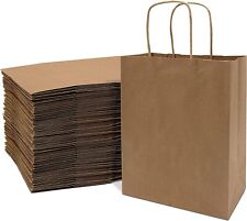 Brown Paper Bags With Handles - 8x4x10 Inch 50 Pack Small Kraft Shopping Bags