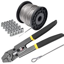Wire Rope Crimping Tool Kit With 116-304 Stainless Steel Cable 165 Ft 7x7 ...