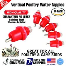 20 Vertical Poultry Water Nipples Drinker Chicken Waterer Chicks Hen Quail Birds