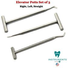 Dental Elevator Potts Surgical Extracting Tooth Surgery Instruments Set Of 3