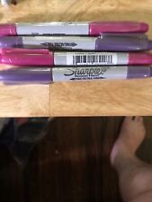 Lot Of 4 Purpiepink Twin Tip Permanent Marker - Bullet And Fine Point New