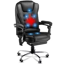 Heated Executive Office Chair Wmassage Desk Chair Leather Computre Chair Black
