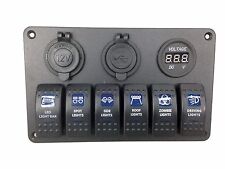 Pactrade Car Rv Truck 6 Gang Blue Led Switch Panel Usb Charger Voltmeter Power