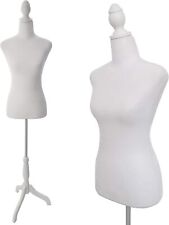 Used Female Dress Form Mannequin Body Torso With Wooden Tripod Base Stand