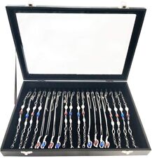 Papinimo Black Velvet Glass Top Jewelry Necklace Tray Organizer Box Display Case