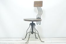 Antique Early 1900s Oak And Iron Swivel Drafting Factory Office Ice Cream Chair
