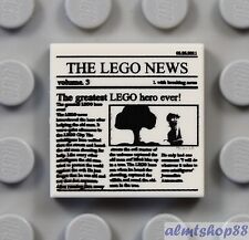 Lego - 2x2 Tile White W Newspaper Print - News City Decorated Flat Minifigure