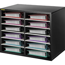 Vevor Wood Literature Organizer File Sorter Paper Storage Holder 12 Slots White