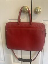 Original Levenger Multi-section Red Leather Business Tote Notebook Briefcase Bag