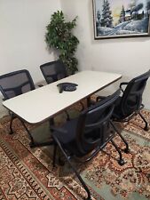 Conference Table Set With Fabric Mesh Chairs