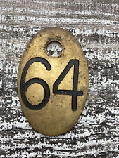 Number 64 Tag Vintage Numbered Keychain Cow Tag Fob Antique Brass Cattle Tag C