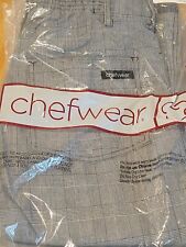 New Gray Plaid Chef Pants 4 Pocket Zippered Chefwear Cw3640 Size Small