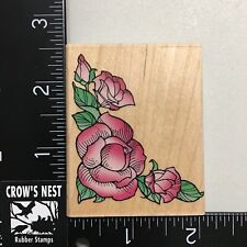 Hero Arts Rose Corner Flower Floral Wood Mounted Rubber Stamp Used