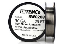 Temco Pure Nickel Wire 30 Gauge 25 Ft Non Resistance Awg Ni200 Nickel 200ga