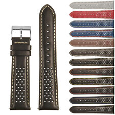 Strapsco Perforated Leather Rally Watch Band - Quick Release Strap