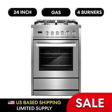 24 In. Gas Range 4 Sealed Burners Convection Oven In Stainless Steel