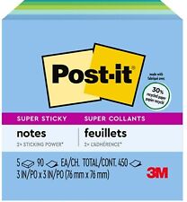 Post-it Super Sticky Recycled Notes 3x3 In 5 Pads 2x The Sticking Power