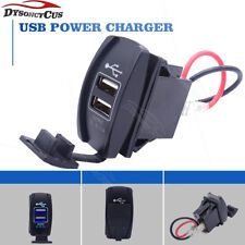 Dual Usb Power Charger Rocker Switch Blue Led Light Panel 12-24v For Car Utv