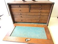 Vintage Antique 8-drawer Oak Wood Machinist Tool Box Chest