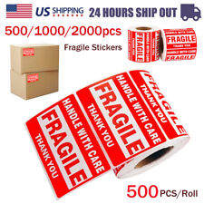 2000pc Fragile Stickers 2x3 Mailing Warning Labels Handle With Care 1 Roll 500