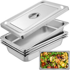 Vevor Steam Table Pans 4-pack Full Size 4 Deep W Cover Stainless Steel Buffet