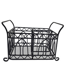 Desk Organizer Metal Basket With 3 Compartments Black - Approx 10x6x7