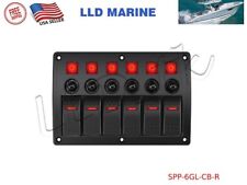 6 Gang Red Led Waterproof Rocker Switch Panel Circuit Breaker Marine Boat Rv