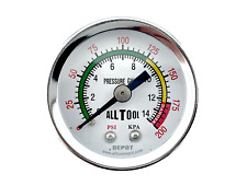 Air Pressure Gauge 1.5 Dial Center Back Mount 18npt - 0 To 200psi Color Coded